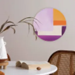 Vlakken - Abstract - Rechthoekig - Oranje Akoestische PET Vilt - Rond klein -sfeer3