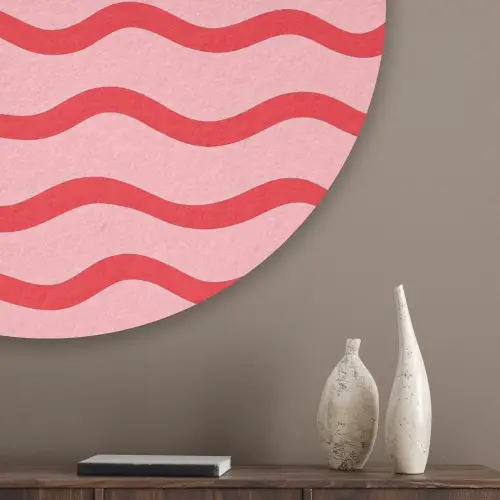 Speels - Patroon - Rood Akoestische PET Vilt - Rond klein 838 -sfeer5_closeup