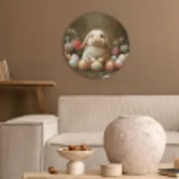Konijn - Paaseieren - Stilleven Akoestische PET Vilt - Rond klein -sfeer1