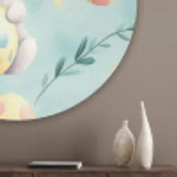 Konijn - Eieren - Takjes Akoestische PET Vilt - Rond klein -sfeer5_closeup