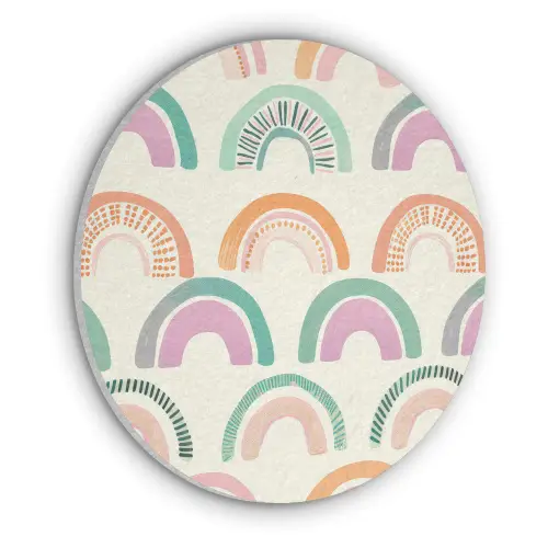 Regenboog - Pastel - Patroon Akoestische PET Vilt - Rond klein -3d
