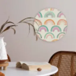 Regenboog - Pastel - Patroon Akoestische PET Vilt - Rond klein -sfeer3