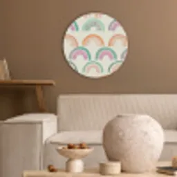Regenboog - Pastel - Patroon Akoestische PET Vilt - Rond klein -sfeer1