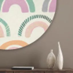 Regenboog - Pastel - Patroon Akoestische PET Vilt - Rond klein -sfeer5_closeup