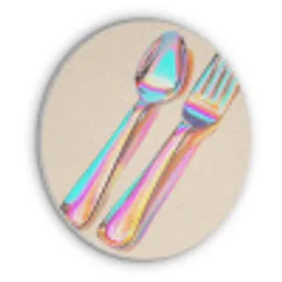 Regenboog - Lepel - Vork Akoestische PET Vilt - Rond klein -3d