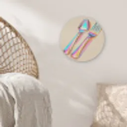 Regenboog - Lepel - Vork Akoestische PET Vilt - Rond klein -sfeer4