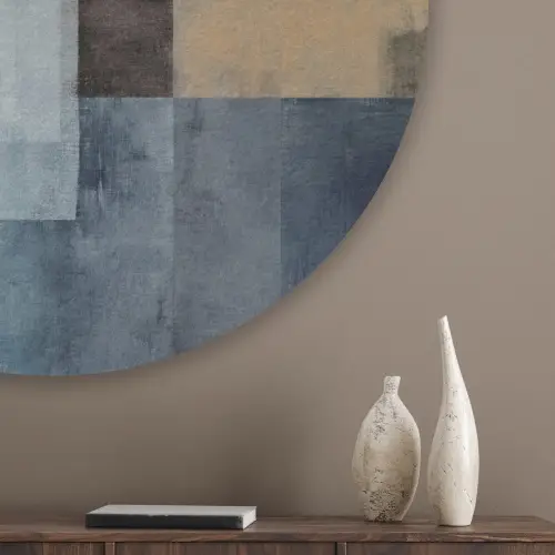 Rechthoeken - Abstract - Blauw Akoestische PET Vilt - Rond klein -sfeer5_closeup
