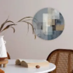 Rechthoeken - Abstract - Blauw Akoestische PET Vilt - Rond klein -sfeer3