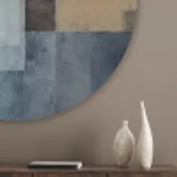 Rechthoeken - Abstract - Blauw Akoestische PET Vilt - Rond klein -sfeer5_closeup