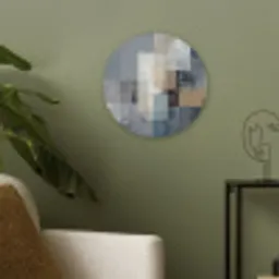 Rechthoeken - Abstract - Blauw Akoestische PET Vilt - Rond klein -sfeer2