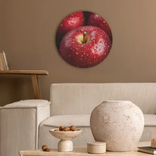 Rood - Appels - Fruit Akoestische PET Vilt - Rond klein -sfeer1