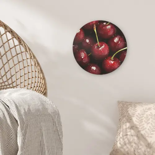 Rood - Fruit - Kersen Akoestische PET Vilt - Rond klein -sfeer4