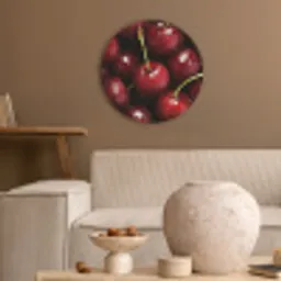 Rood - Fruit - Kersen Akoestische PET Vilt - Rond klein -sfeer1
