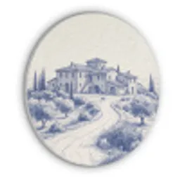 Rustiek - Landgoed - Blauw Akoestische PET Vilt - Rond klein -3d