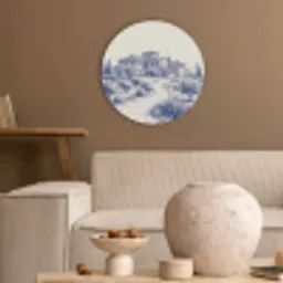 Rustiek - Landgoed - Blauw Akoestische PET Vilt - Rond klein -sfeer1