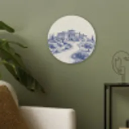 Rustiek - Landgoed - Blauw Akoestische PET Vilt - Rond klein -sfeer2