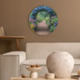 Doorkijk - Bloemen - Hortensia - Pad Akoestische PET Vilt - Rond klein -sfeer1