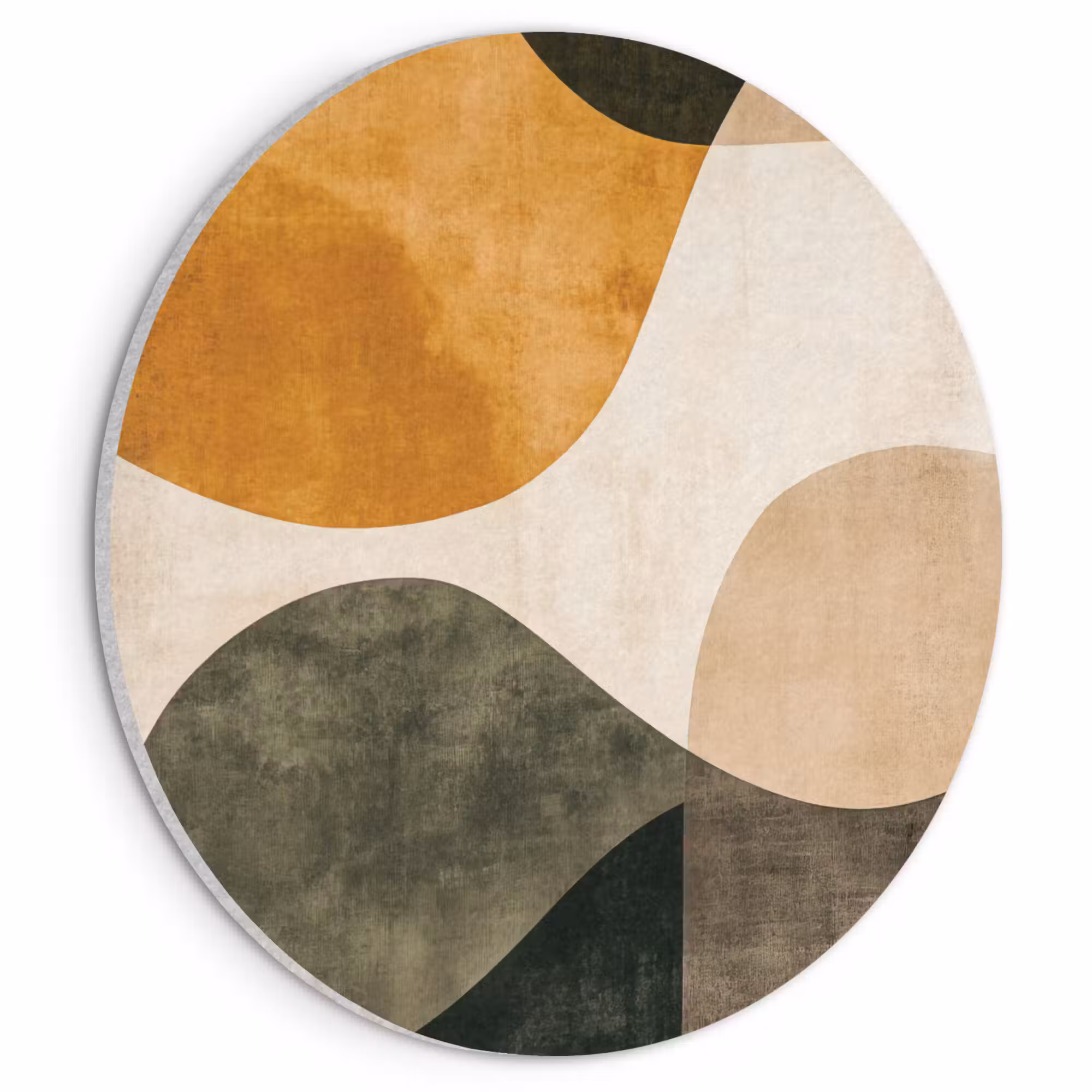 Acoustic painting round - Shapes - Ochre yellow - Abstract