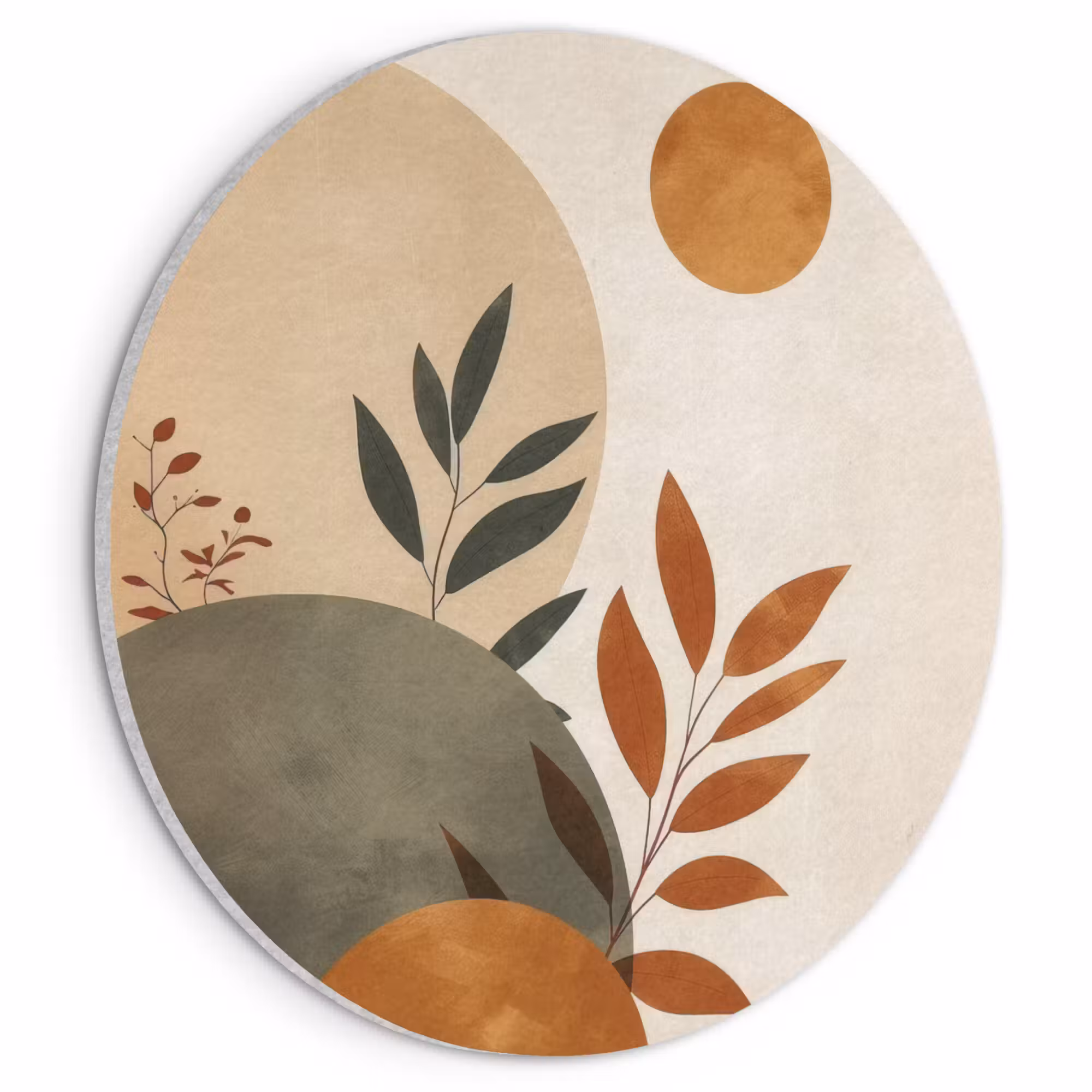 Acoustic painting round - Shapes - Round - Leaves - Beige