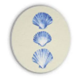 Schelpen - Blauw - Beige Akoestische PET Vilt - Rond klein -3d
