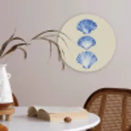 Schelpen - Blauw - Beige Akoestische PET Vilt - Rond klein -sfeer3