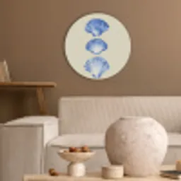 Schelpen - Blauw - Beige Akoestische PET Vilt - Rond klein -sfeer1