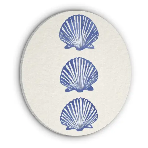 Schelpen - Blauw - Patroon Akoestische PET Vilt - Rond klein -3d