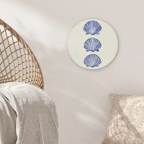 Schelpen - Blauw - Patroon Akoestische PET Vilt - Rond klein -sfeer4
