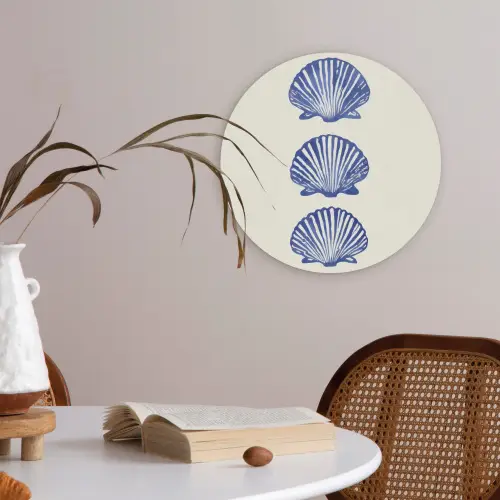 Schelpen - Blauw - Patroon Akoestische PET Vilt - Rond klein -sfeer3