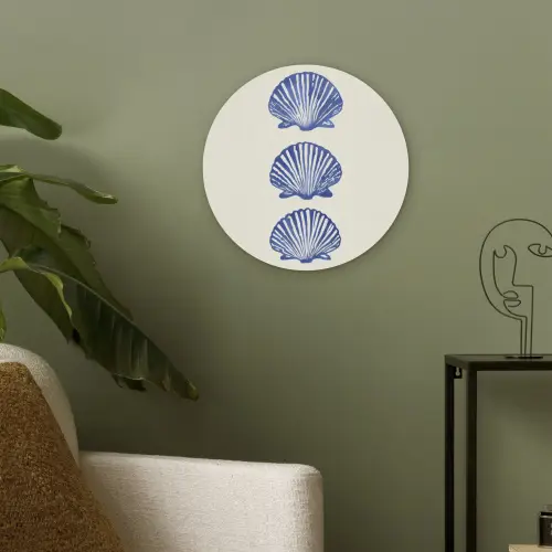 Schelpen - Blauw - Patroon Akoestische PET Vilt - Rond klein -sfeer2