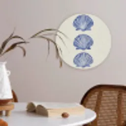 Schelpen - Blauw - Patroon Akoestische PET Vilt - Rond klein -sfeer3