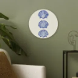 Schelpen - Blauw - Patroon Akoestische PET Vilt - Rond klein -sfeer2