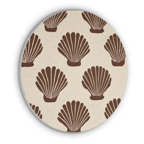 Schelpen - Bruin - Patroon Akoestische PET Vilt - Rond klein -3d