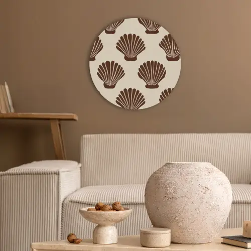 Schelpen - Bruin - Patroon Akoestische PET Vilt - Rond klein -sfeer1