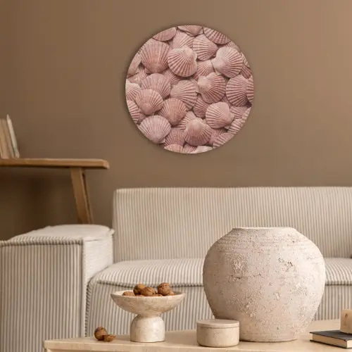 Schelpen - Patroon - Roze Akoestische PET Vilt - Rond klein -sfeer1