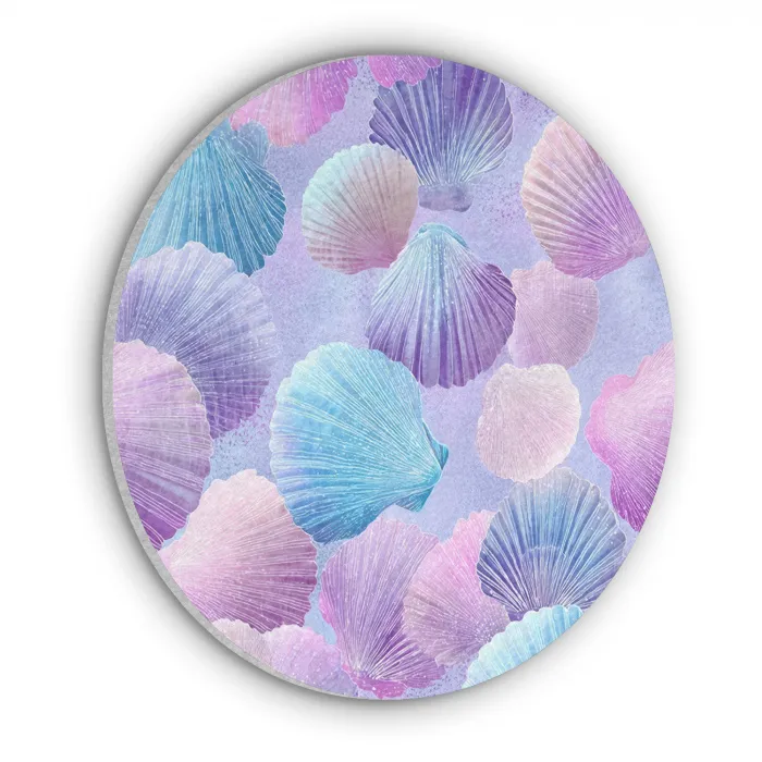 Schelpen - Paars - Blauw - Patroon Akoestische PET Vilt - Rond klein -3d