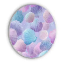 Schelpen - Paars - Blauw - Patroon Akoestische PET Vilt - Rond klein -3d