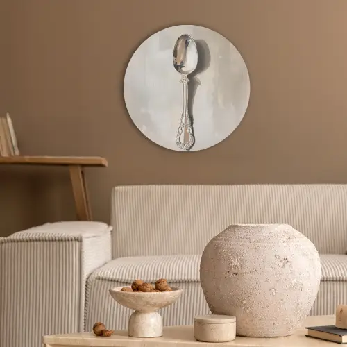 Lepel - Verf - Zilver Akoestische PET Vilt - Rond klein -sfeer1