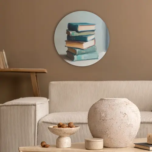 Stapel - Boeken - Groen - Daglicht Akoestische PET Vilt - Rond klein -sfeer1