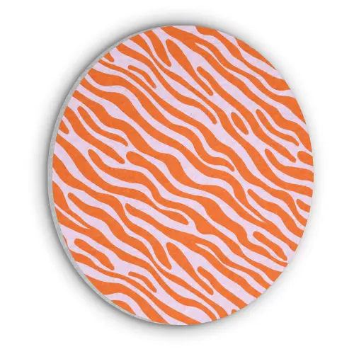 Strepen - Dynamisch - Oranje Akoestische PET Vilt - Rond klein 838 -3d
