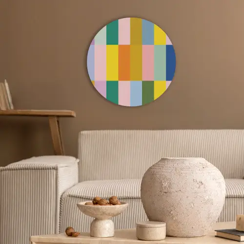 Stroken - Blauw - Patroon - Abstract Akoestische PET Vilt - Rond klein -sfeer1