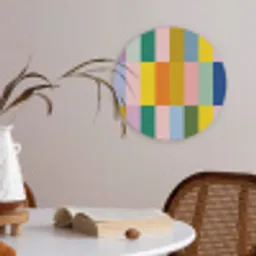 Stroken - Blauw - Patroon - Abstract Akoestische PET Vilt - Rond klein -sfeer3