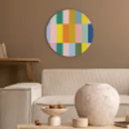 Stroken - Blauw - Patroon - Abstract Akoestische PET Vilt - Rond klein -sfeer1