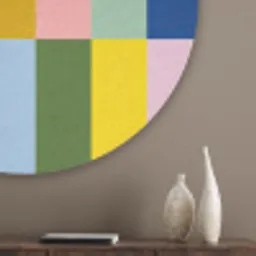 Stroken - Blauw - Patroon - Abstract Akoestische PET Vilt - Rond klein -sfeer5_closeup