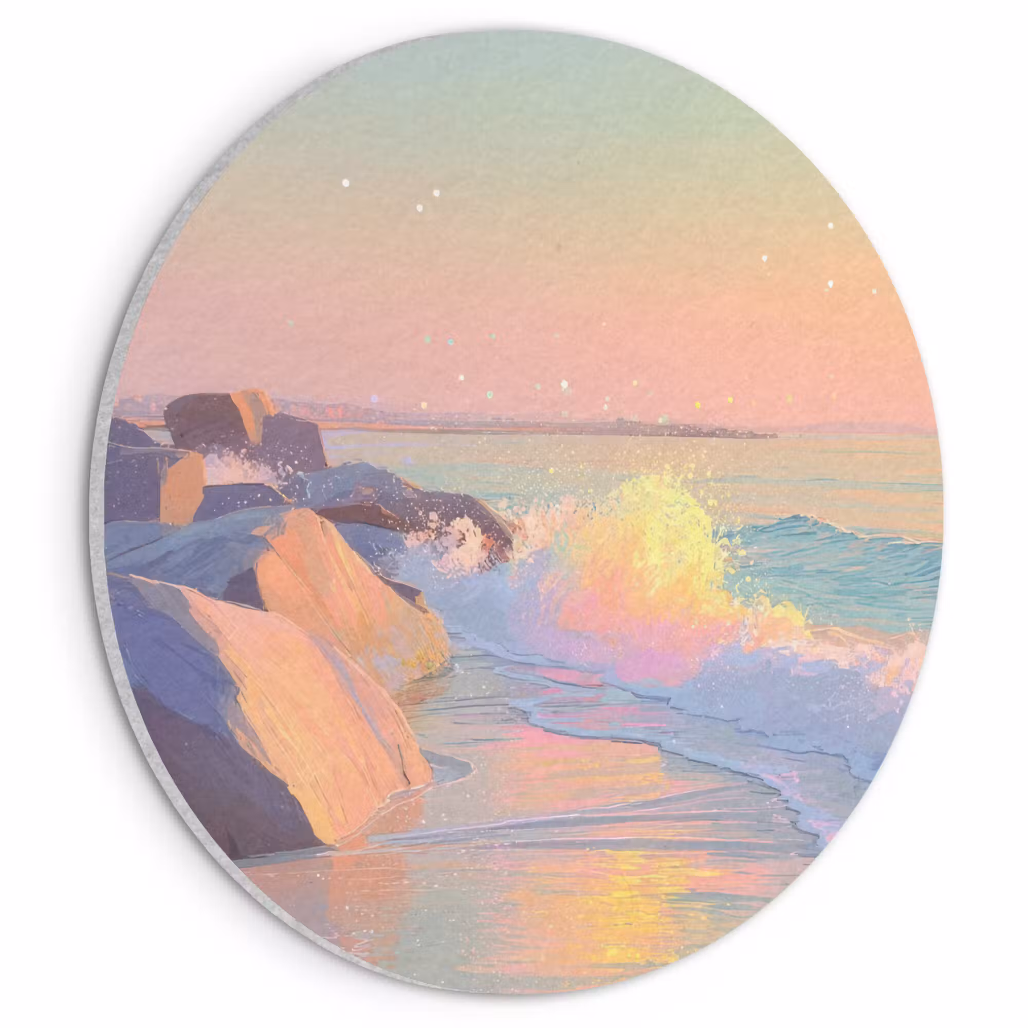 Acoustic painting round - Summer light - Beach - Sparkling accents