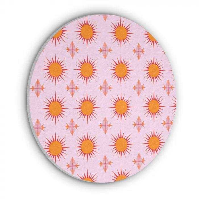 Zon - Patroon - Roze Akoestische PET Vilt - Rond klein 838 -3d