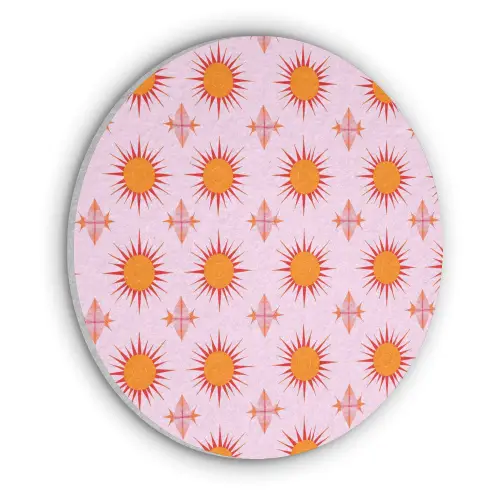 Zon - Patroon - Roze Akoestische PET Vilt - Rond klein 838 -3d