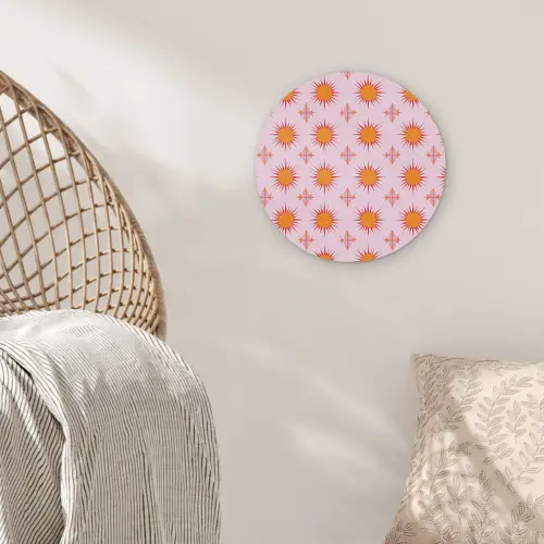 Zon - Patroon - Roze Akoestische PET Vilt - Rond klein 838 -sfeer4