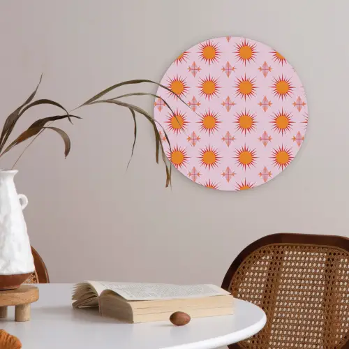 Zon - Patroon - Roze Akoestische PET Vilt - Rond klein 838 -sfeer3