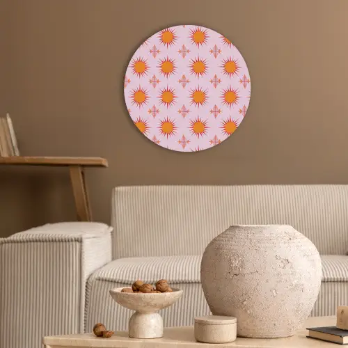 Zon - Patroon - Roze Akoestische PET Vilt - Rond klein 838 -sfeer1